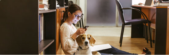 Dog sitter looking after a dog